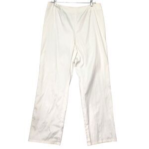 Ron Leal Womens Size 14 White Pants Side Zip Straight Leg 100% Cotton Canada